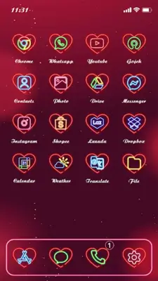 Wow Valentine Neon Icon Pack android App screenshot 5