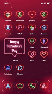 Wow Valentine Neon Icon Pack android App screenshot 6